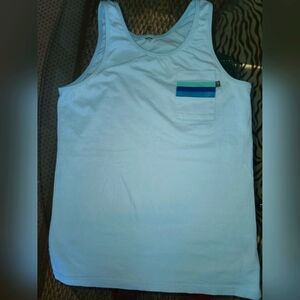 Designer Blue Tank Top with Striped Pocket